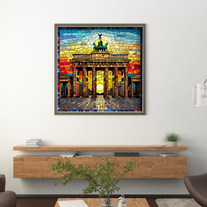 Glass Painting-Brandenburg Gate, Germany - 11CT Stamped Cross Stitch 50*50CM