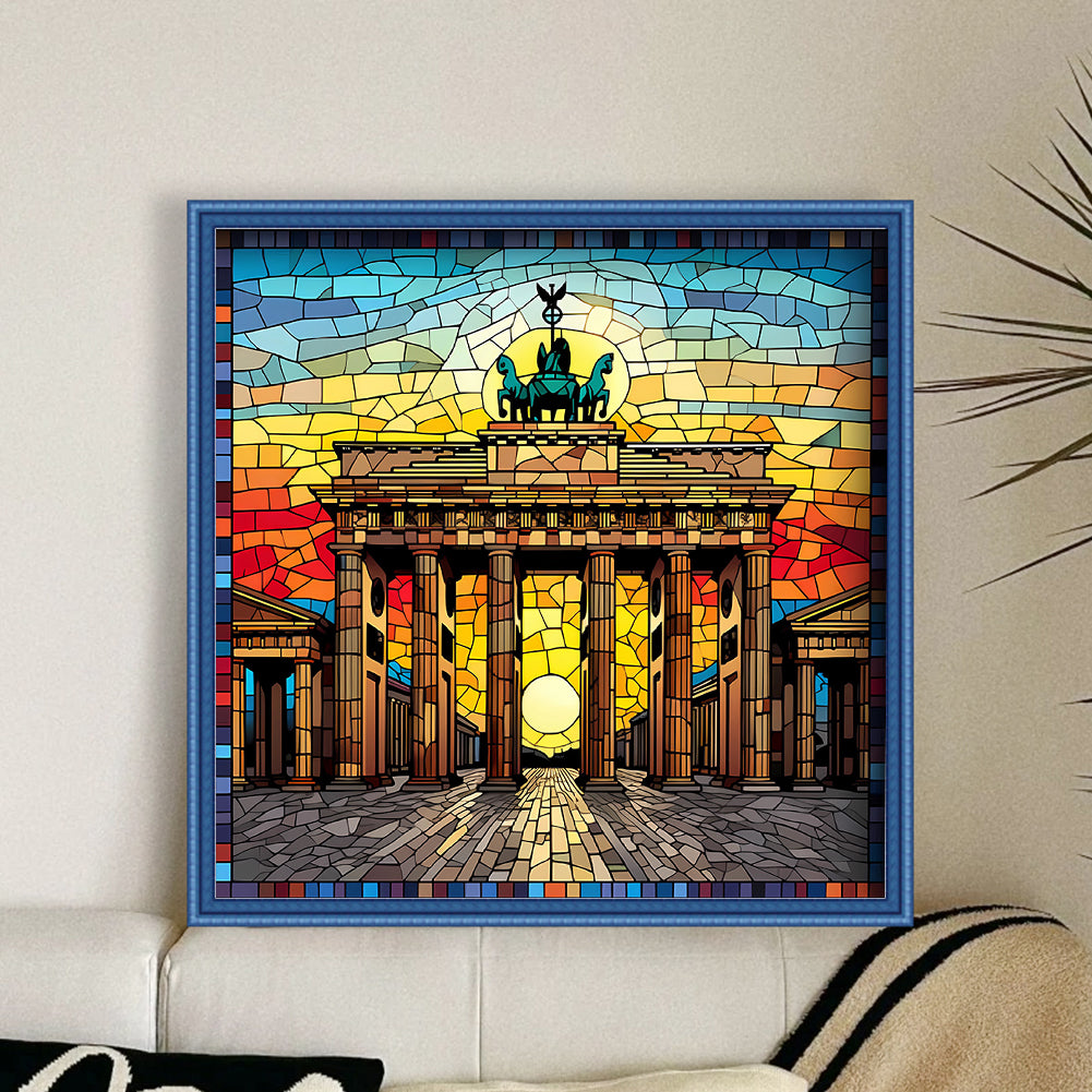 Glass Painting-Brandenburg Gate, Germany - 11CT Stamped Cross Stitch 50*50CM