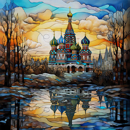 Glass Painting - St. Basil'S Cathedral, Russia - 11CT Stamped Cross Stitch 50*50CM