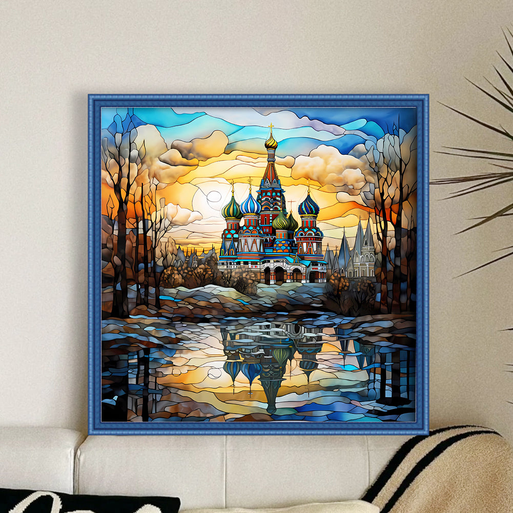 Glass Painting - St. Basil'S Cathedral, Russia - 11CT Stamped Cross Stitch 50*50CM