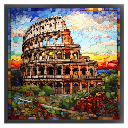 Glass Painting-Colosseum - 11CT Stamped Cross Stitch 50*50CM