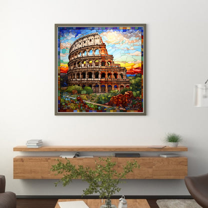 Glass Painting-Colosseum - 11CT Stamped Cross Stitch 50*50CM