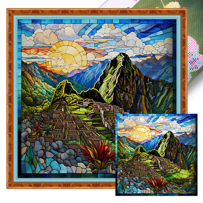 Glass Painting-Machu Picchu, Peru - 11CT Stamped Cross Stitch 50*50CM