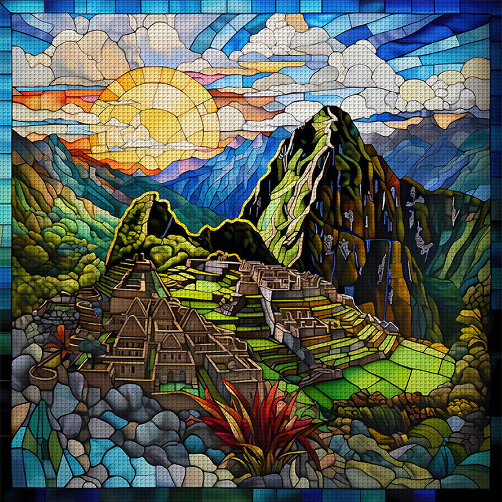 Glass Painting-Machu Picchu, Peru - 11CT Stamped Cross Stitch 50*50CM