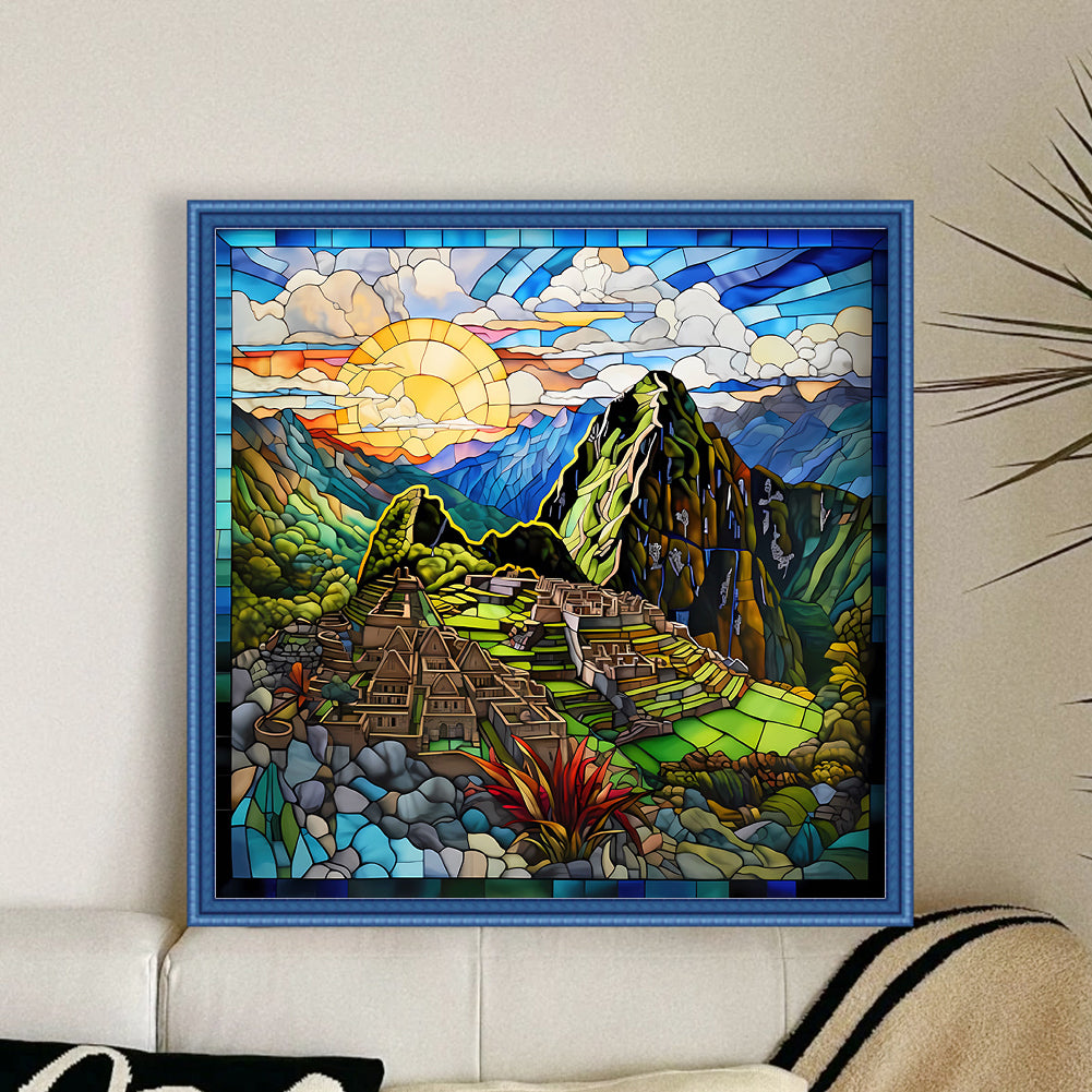 Glass Painting-Machu Picchu, Peru - 11CT Stamped Cross Stitch 50*50CM