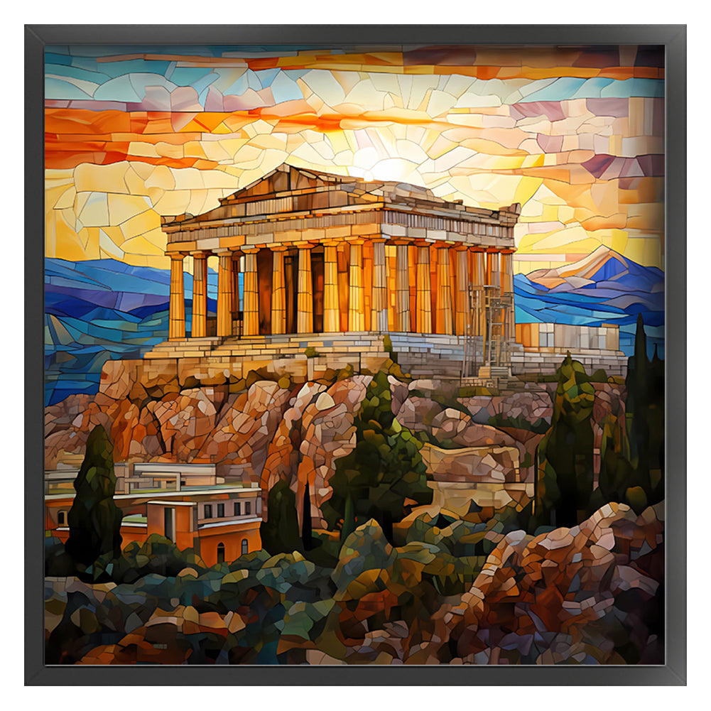 Glass Painting-Parthenon, Greece - 11CT Stamped Cross Stitch 50*50CM