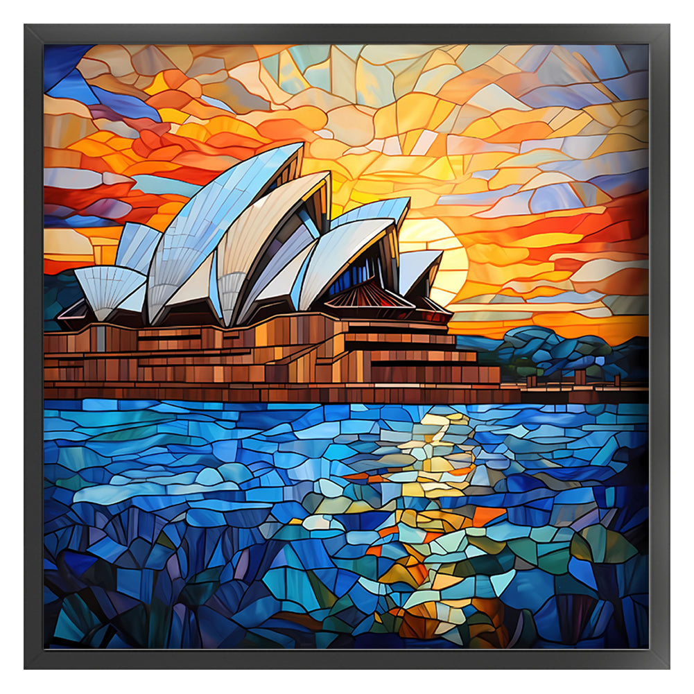 Glass Painting-Sydney Opera House - 11CT Stamped Cross Stitch 50*50CM