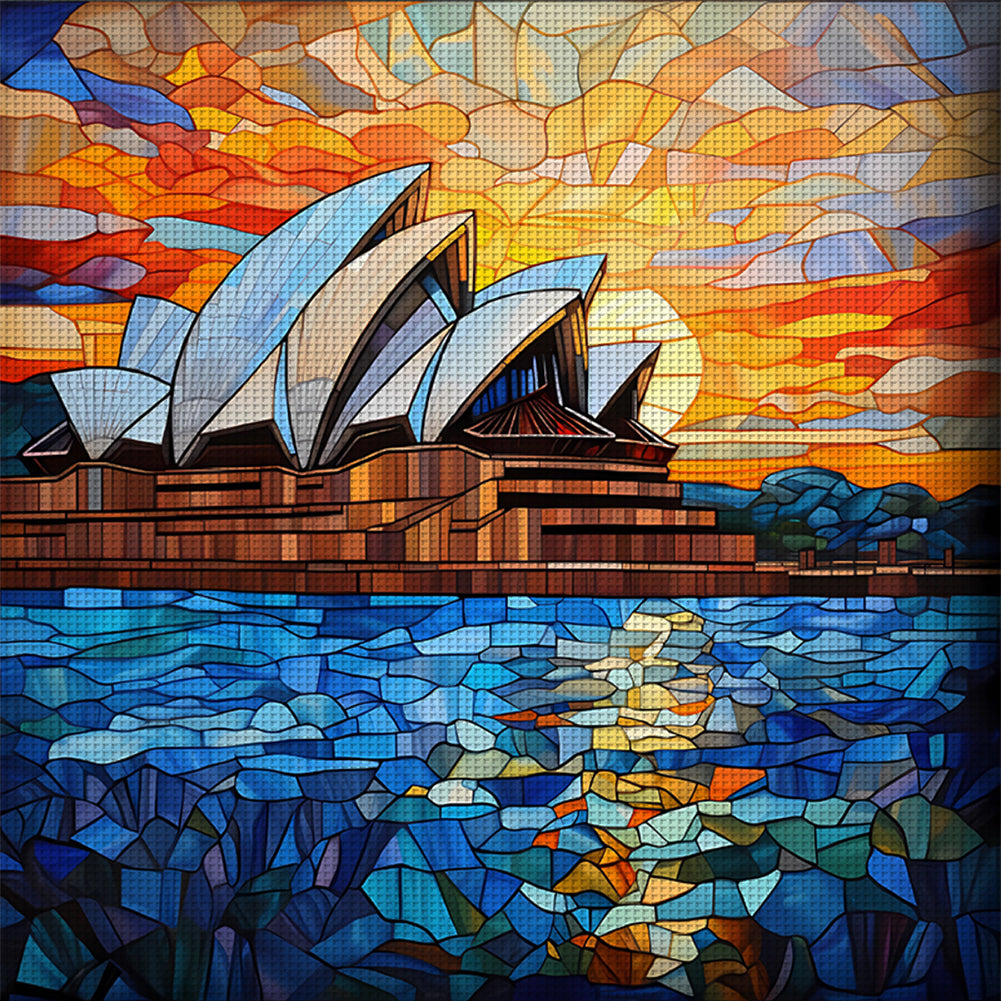 Glass Painting-Sydney Opera House - 11CT Stamped Cross Stitch 50*50CM