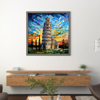 Glass Painting-Leaning Tower Of Pisa, Italy - 11CT Stamped Cross Stitch 50*50CM