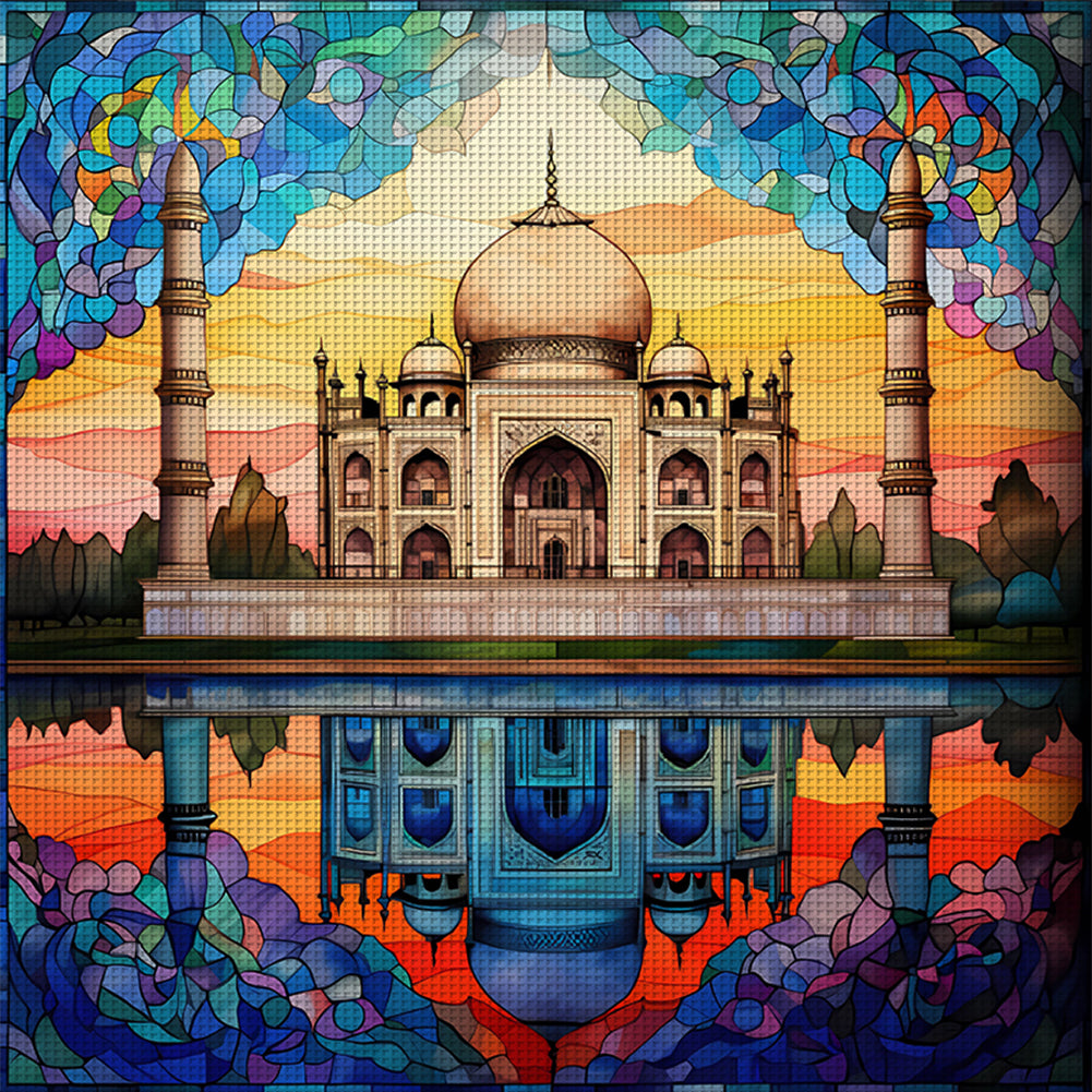 Glass Painting-Taj Mahal, India - 11CT Stamped Cross Stitch 50*50CM