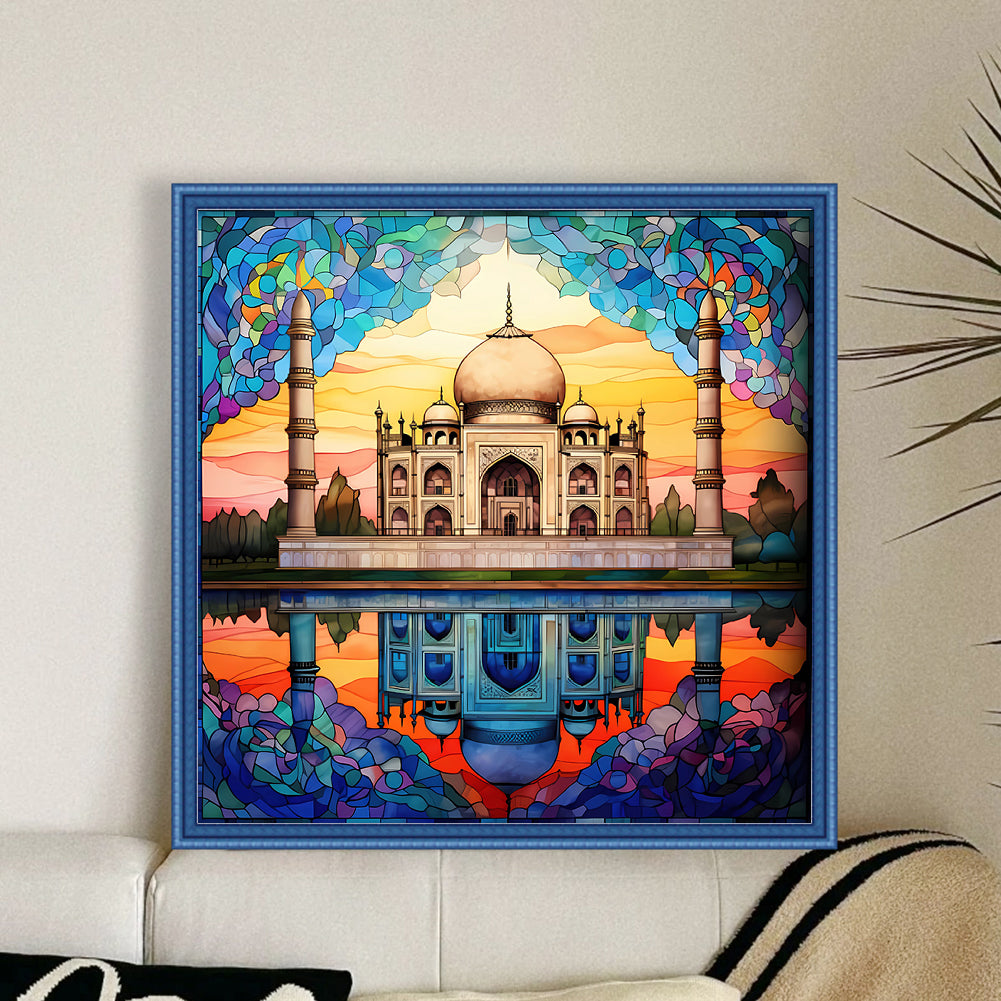 Glass Painting-Taj Mahal, India - 11CT Stamped Cross Stitch 50*50CM