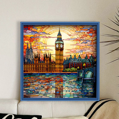 Glass Painting-British Big Ben - 11CT Stamped Cross Stitch 50*50CM