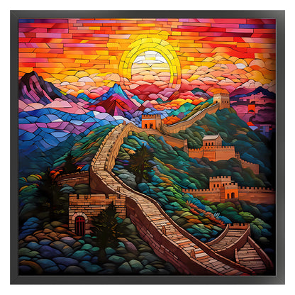 Glass Painting-Great Wall Of China - 11CT Stamped Cross Stitch 50*50CM