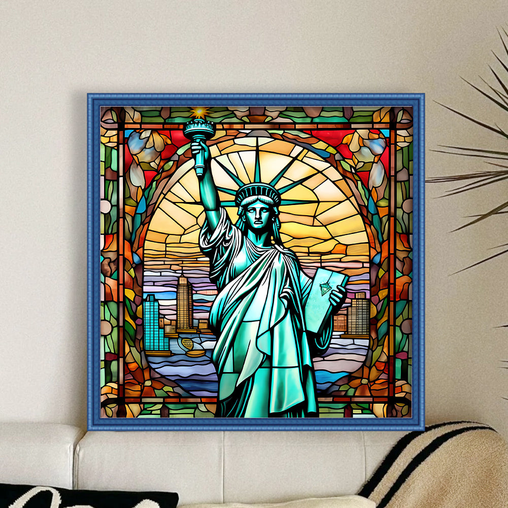 Glass Painting-Statue Of Liberty - 11CT Stamped Cross Stitch 50*50CM