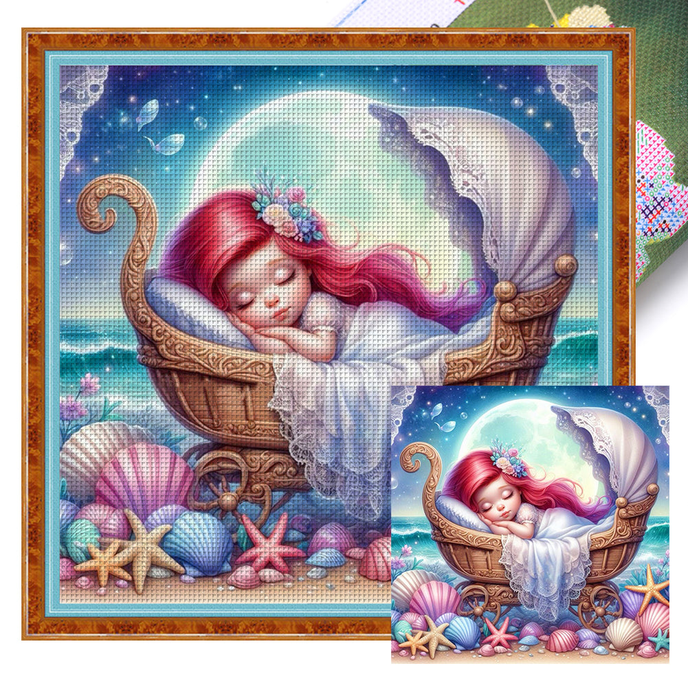 Disney-Princess Ariel - 11CT Stamped Cross Stitch 50*50CM