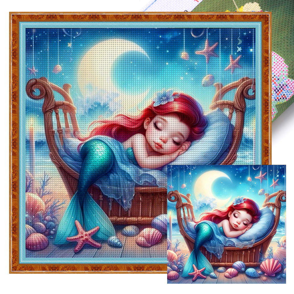 Disney-Princess Ariel - 11CT Stamped Cross Stitch 50*50CM