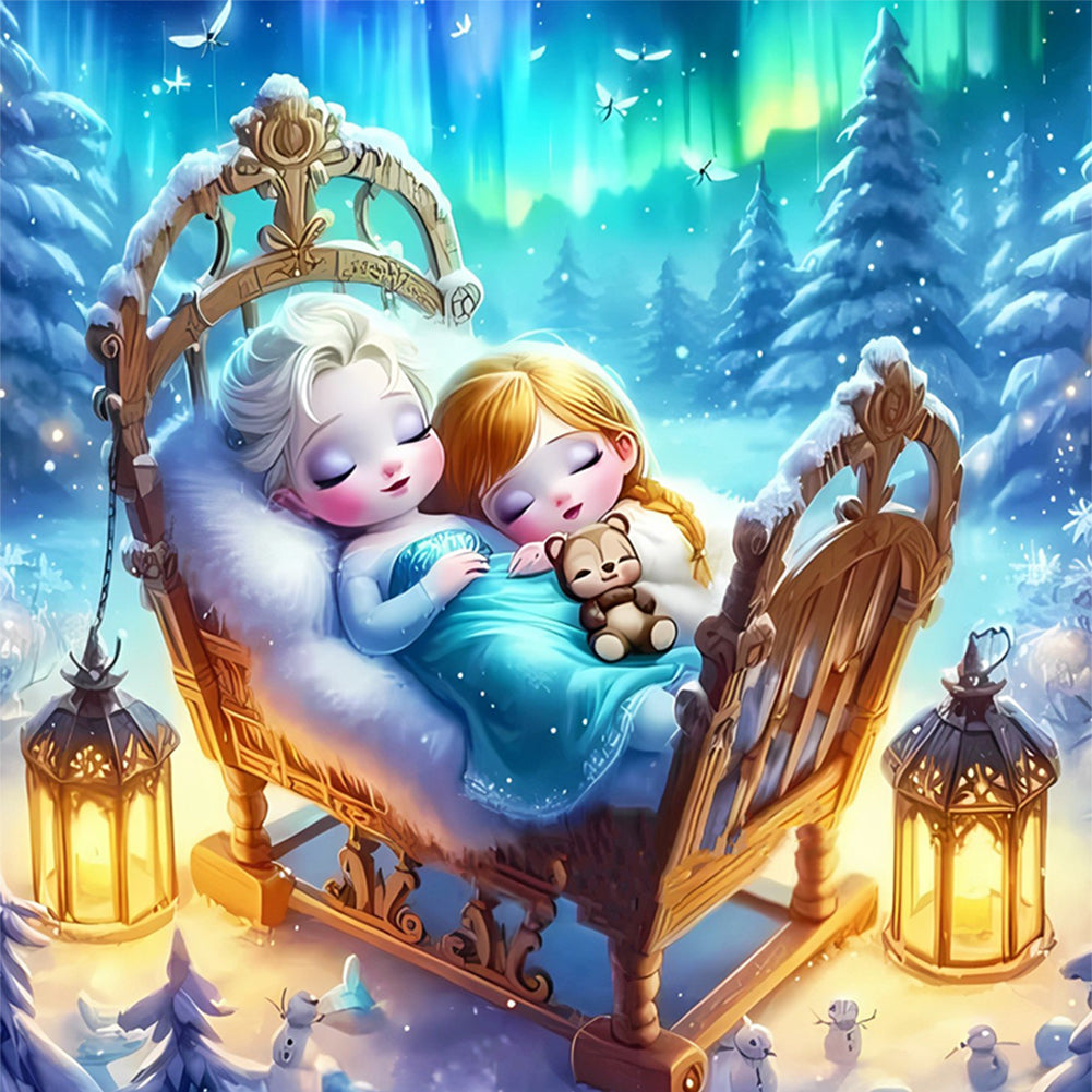 Disney-Princess Elsa And Anna - 11CT Stamped Cross Stitch 50*50CM