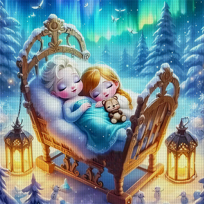 Disney-Princess Elsa And Anna - 11CT Stamped Cross Stitch 50*50CM