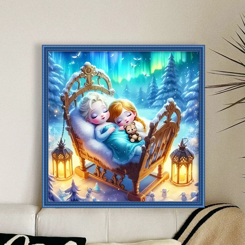 Disney-Princess Elsa And Anna - 11CT Stamped Cross Stitch 50*50CM