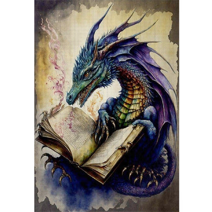 Retro Poster - Dragon Reading A Book - 11CT Stamped Cross Stitch 40*60CM