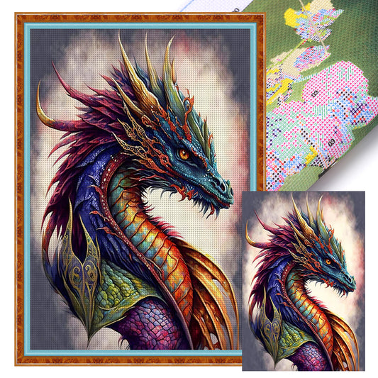 Retro Poster - Dragon Reading A Book - 11CT Stamped Cross Stitch 40*60CM