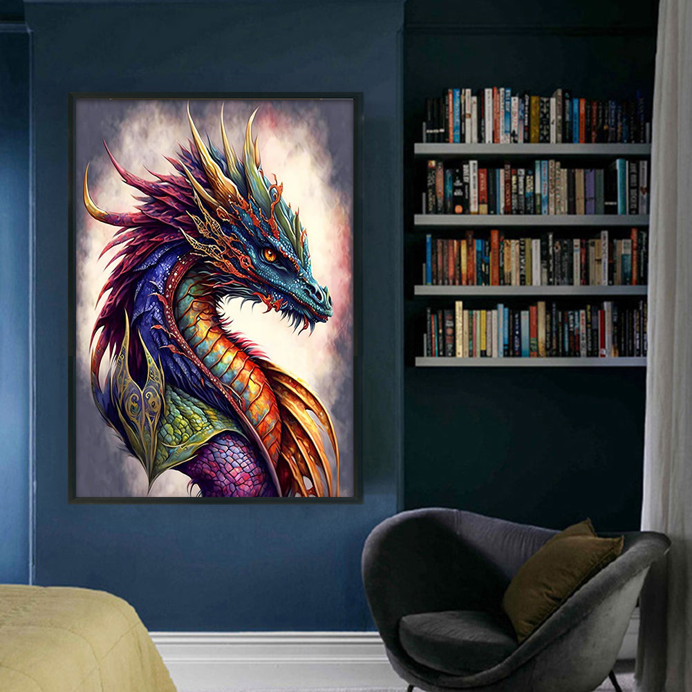 Retro Poster - Dragon Reading A Book - 11CT Stamped Cross Stitch 40*60CM