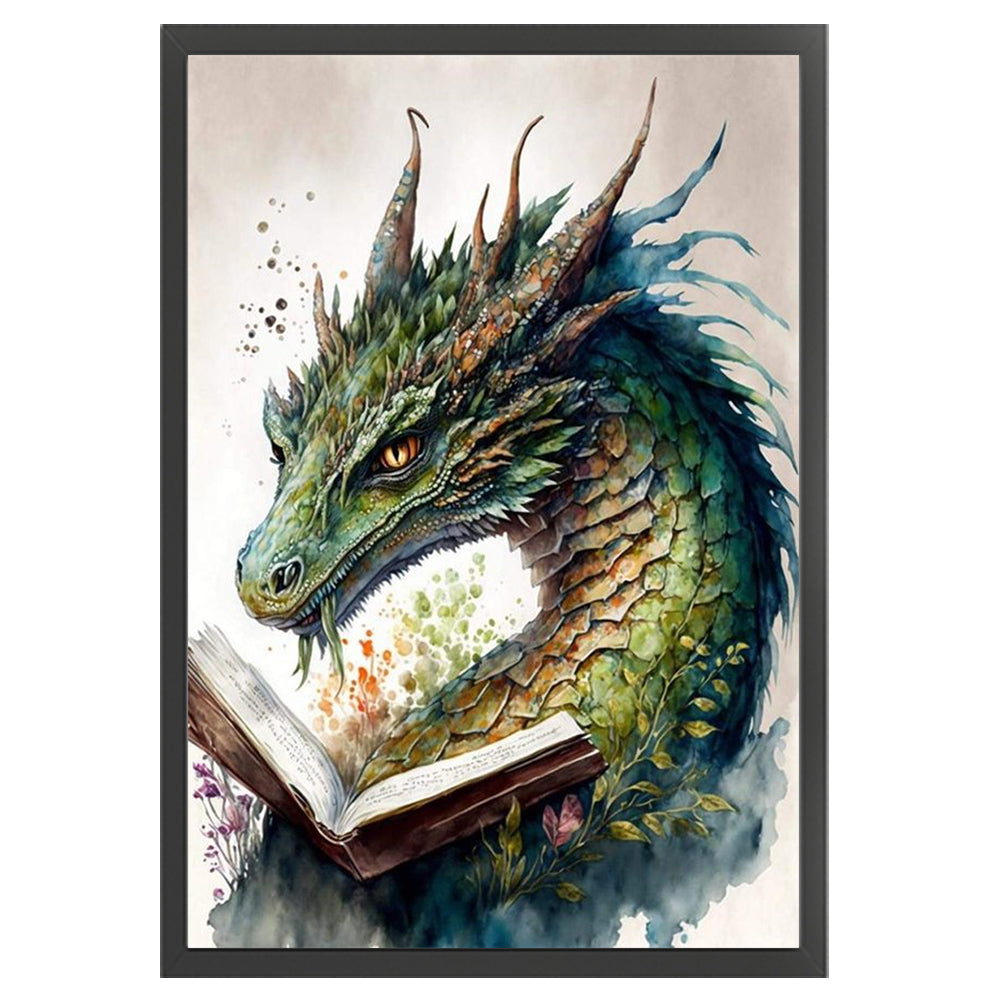 Retro Poster - Dragon Reading A Book - 11CT Stamped Cross Stitch 40*60CM