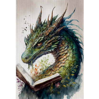 Retro Poster - Dragon Reading A Book - 11CT Stamped Cross Stitch 40*60CM