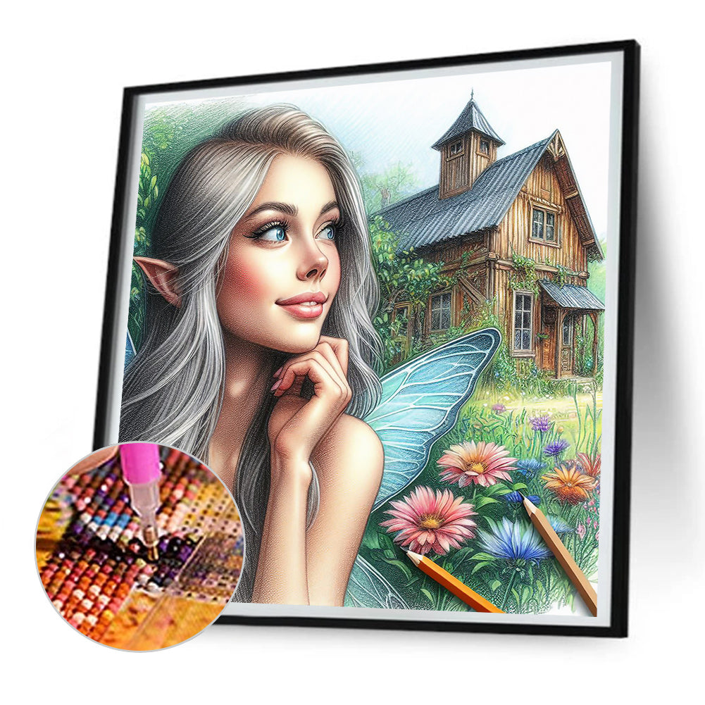 Garden Butterfly Fairy - Full Round Drill Diamond Painting 30*30CM