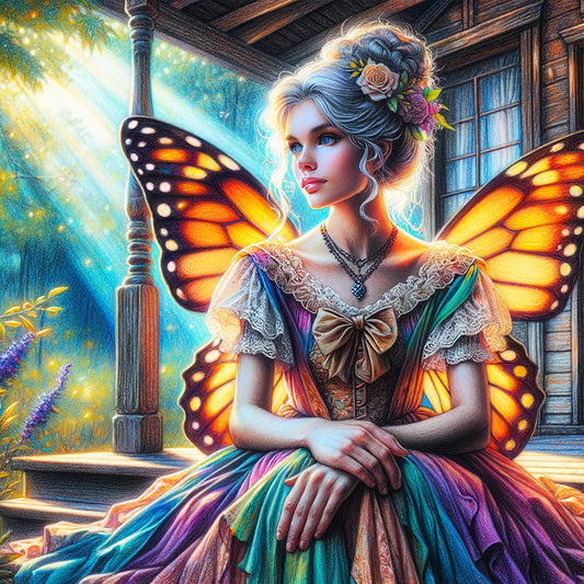 Garden Butterfly Fairy - Full Round Drill Diamond Painting 30*30CM