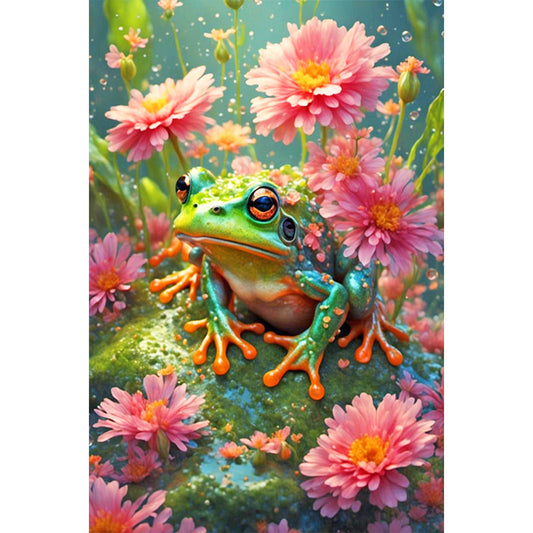 Flower And Frog - Full Round Drill Diamond Painting 40*60CM