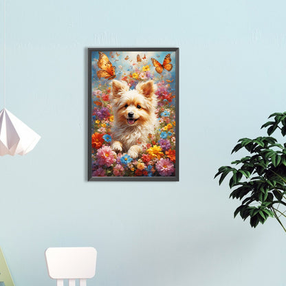Flowers And Dogs - Full Round Drill Diamond Painting 40*60CM