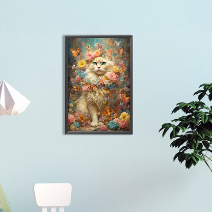 Flowers And Kittens - Full Round Drill Diamond Painting 40*60CM