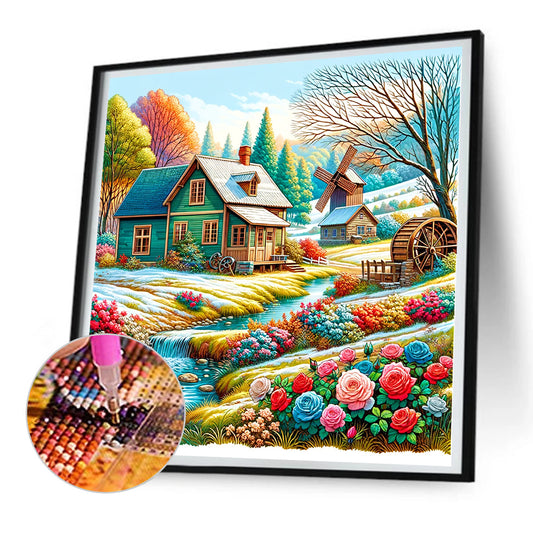 Pastoral House - Full Round Drill Diamond Painting 30*30CM