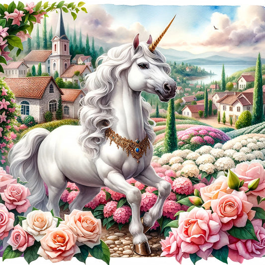 Garden Unicorn - Full Round Drill Diamond Painting 30*30CM