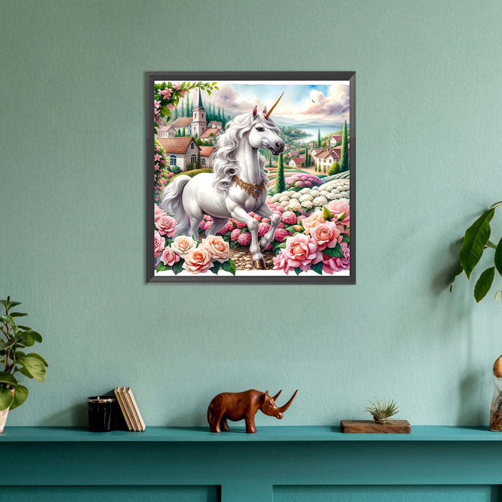 Garden Unicorn - Full Round Drill Diamond Painting 30*30CM