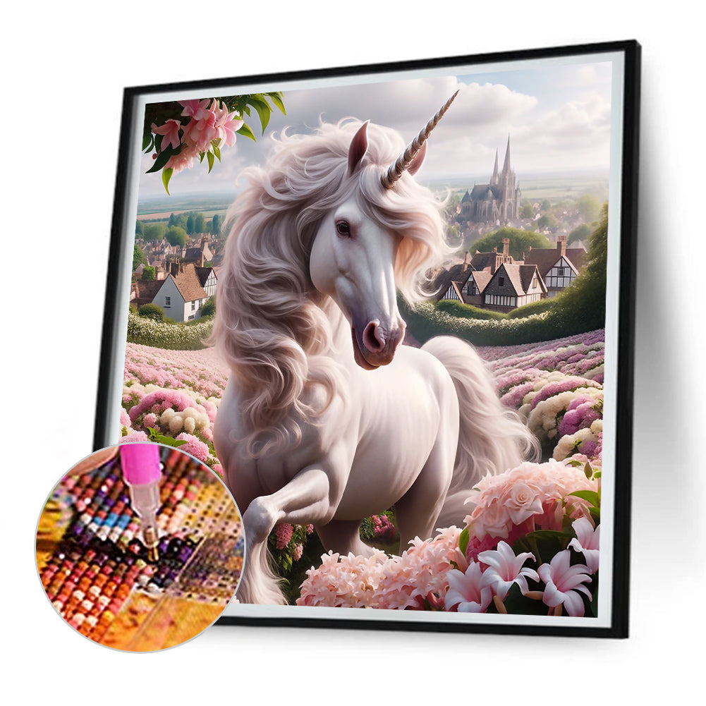 Garden Unicorn - Full Round Drill Diamond Painting 30*30CM