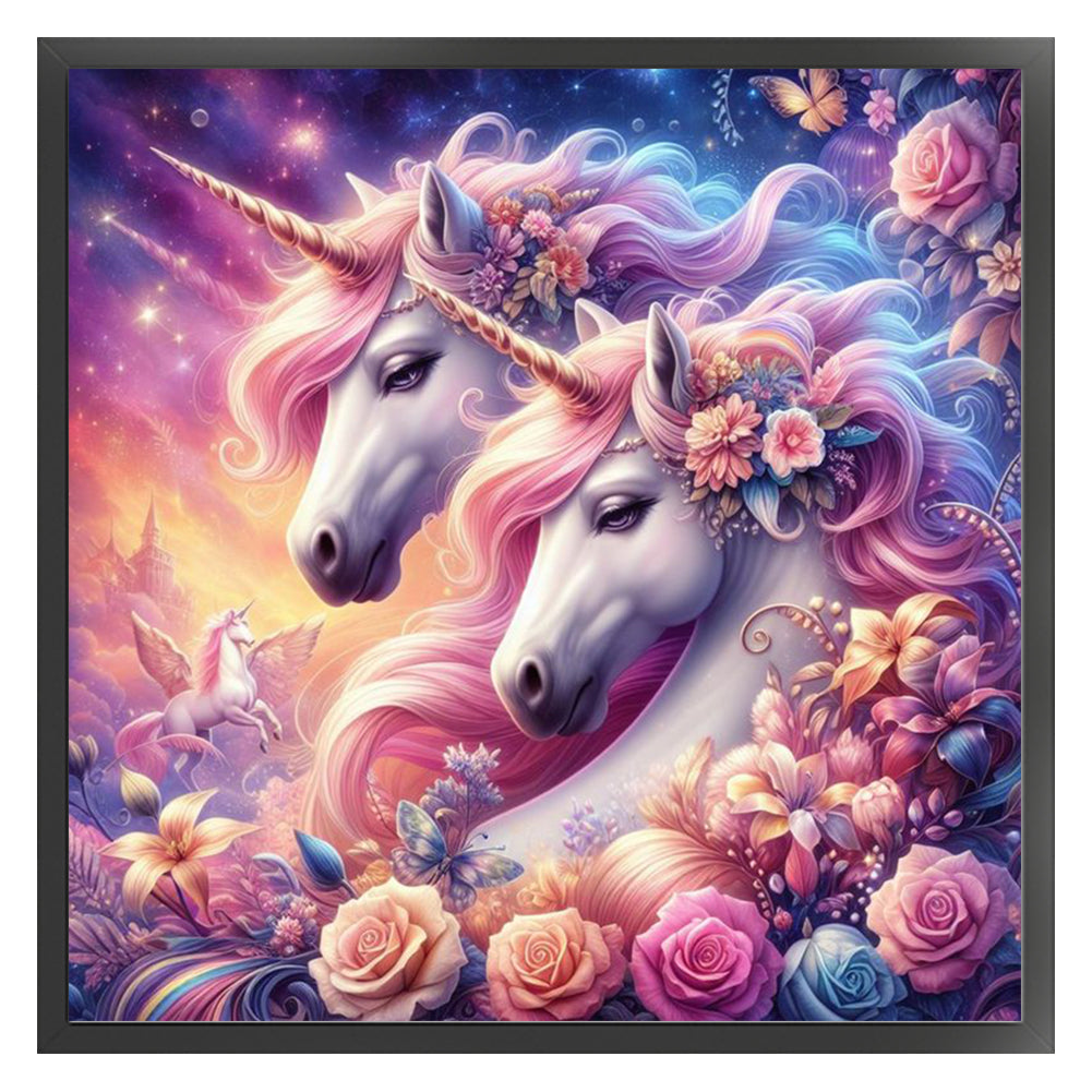 Rose Unicorn - 18CT Stamped Cross Stitch 50*50CM