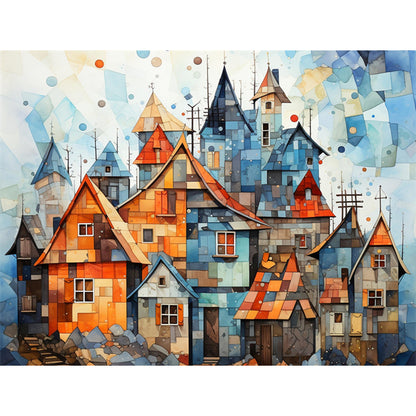 Colorful Lattice House - Full Square Drill Diamond Painting 40*30CM