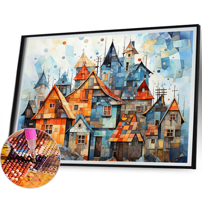 Colorful Lattice House - Full Square Drill Diamond Painting 40*30CM