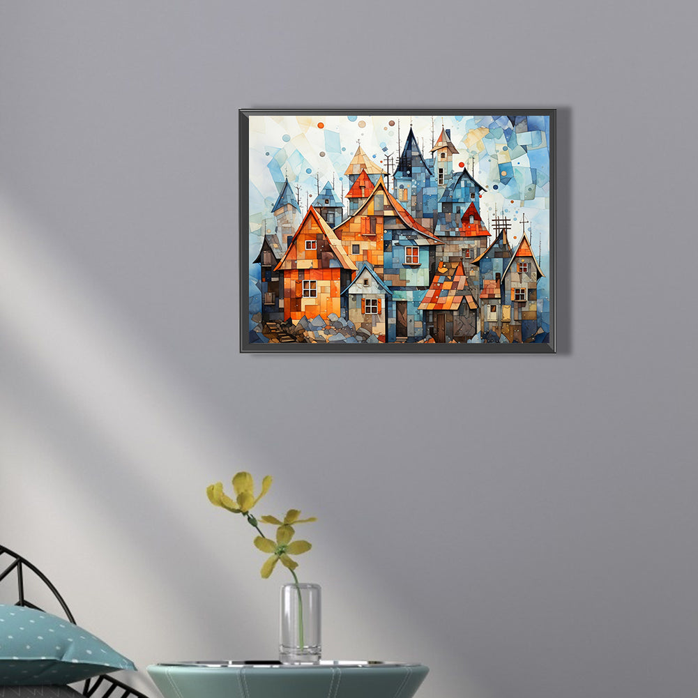 Colorful Lattice House - Full Square Drill Diamond Painting 40*30CM