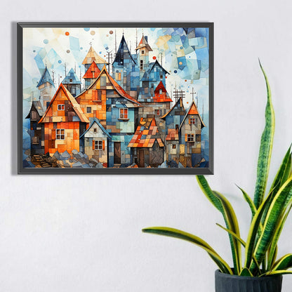 Colorful Lattice House - Full Square Drill Diamond Painting 40*30CM