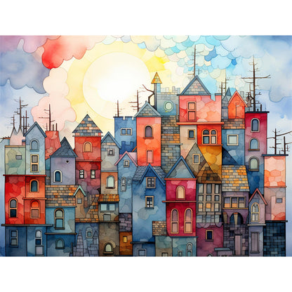 Colorful Lattice House - Full Square Drill Diamond Painting 40*30CM