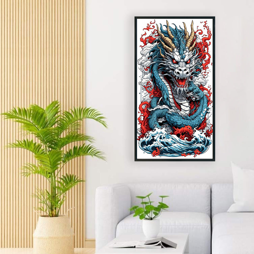 Hovering Dragon - Full Round Drill Diamond Painting 40X75CM