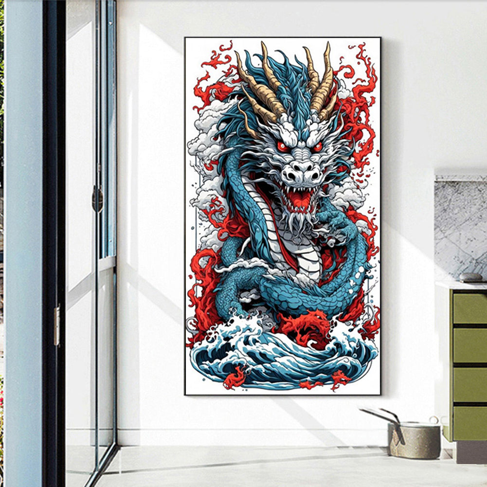 Hovering Dragon - Full Round Drill Diamond Painting 40X75CM