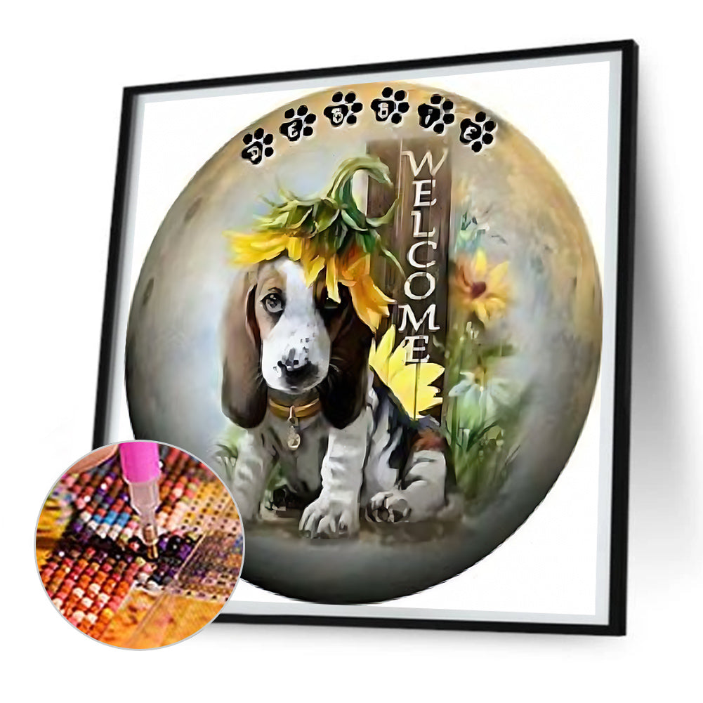 Sunflower Puppy - Full Round Drill Diamond Painting 30*30CM