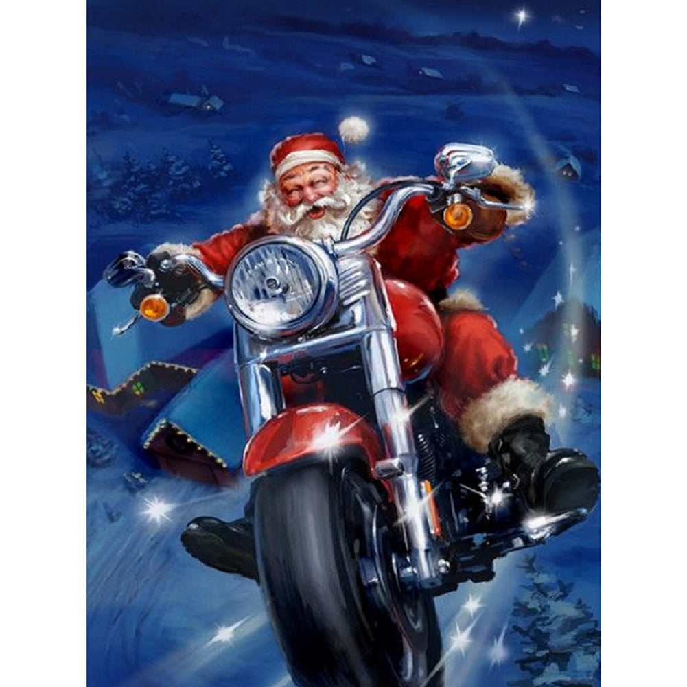 Santa Claus Riding A Motorcycle - Full Square Drill Diamond Painting 30*40CM