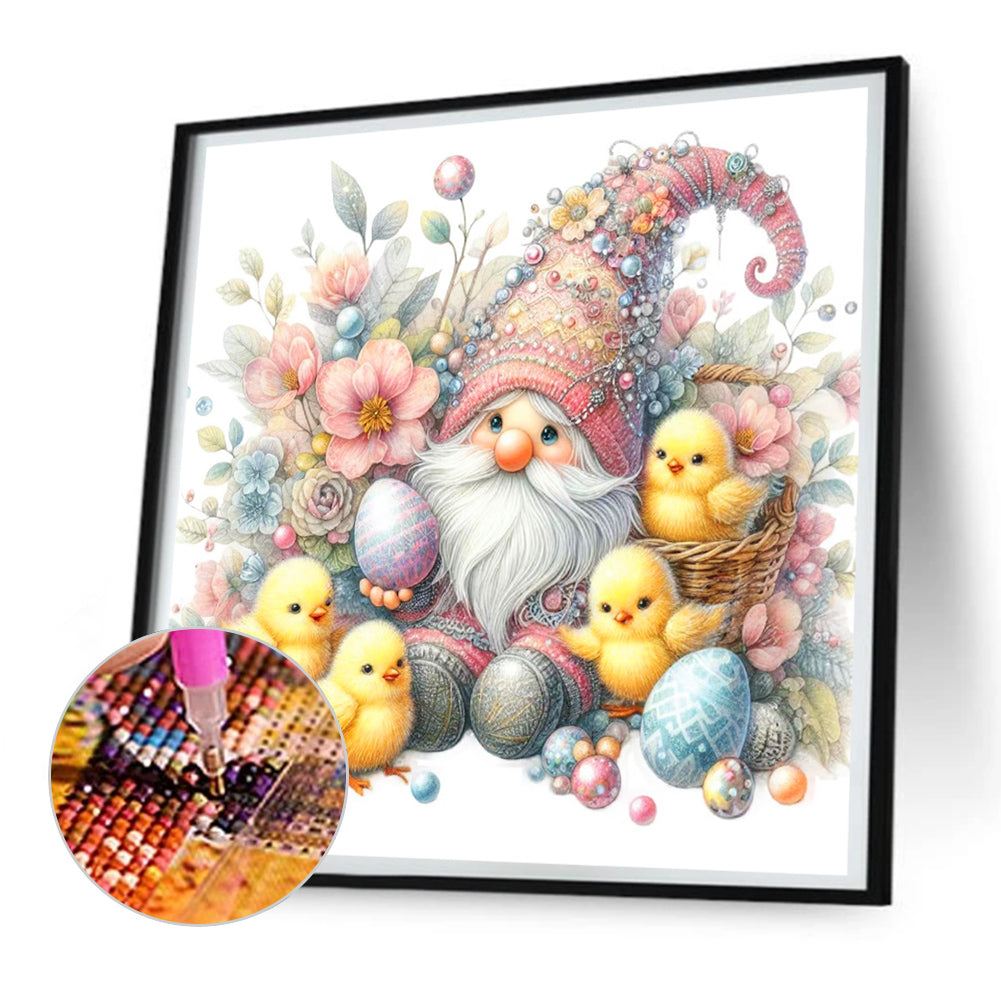 Beautiful Gnome And Chick - Full Round Drill Diamond Painting 30*30CM