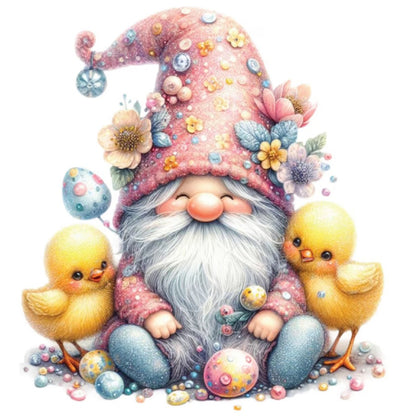 Beautiful Gnome And Chick - Full Round Drill Diamond Painting 30*30CM