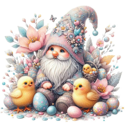 Beautiful Gnome And Chick - Full Round Drill Diamond Painting 30*30CM